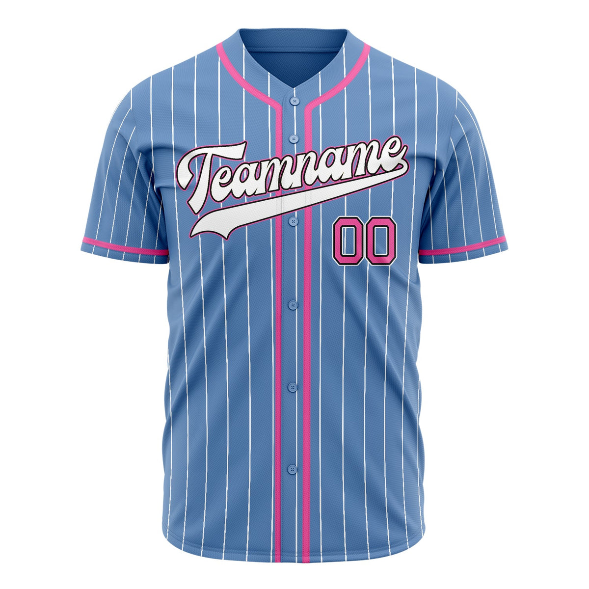 Custom Light Blue Baseball Jersey (With Pink White Pinstripe)