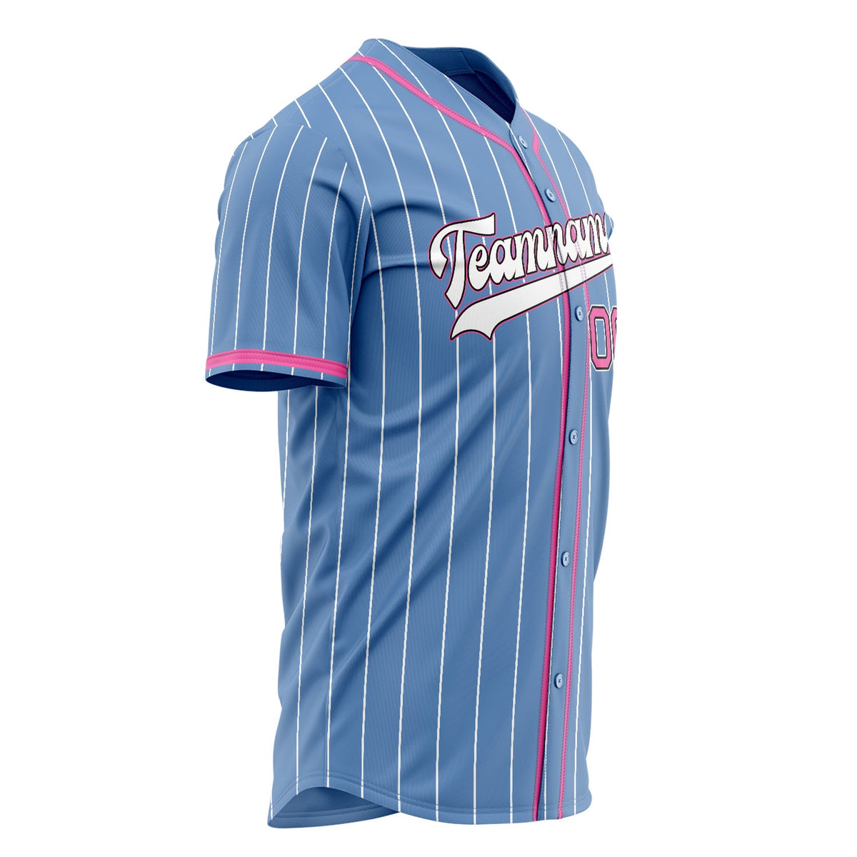 Custom Light Blue Baseball Jersey (With Pink White Pinstripe)