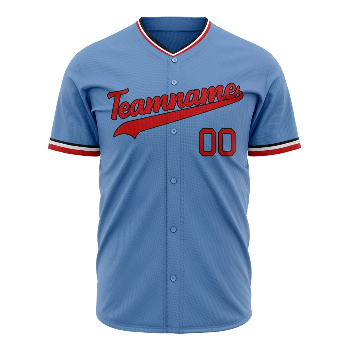 Custom Light Blue Baseball Jersey (With Red Color)