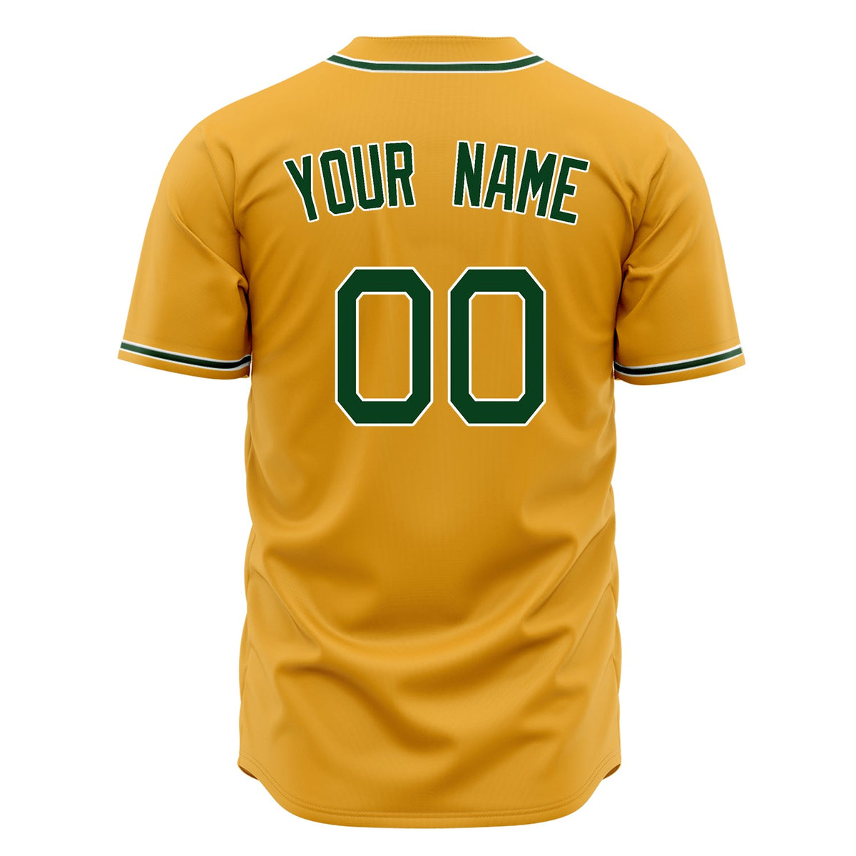 Custom Gold Baseball Jersey (With Green Color)