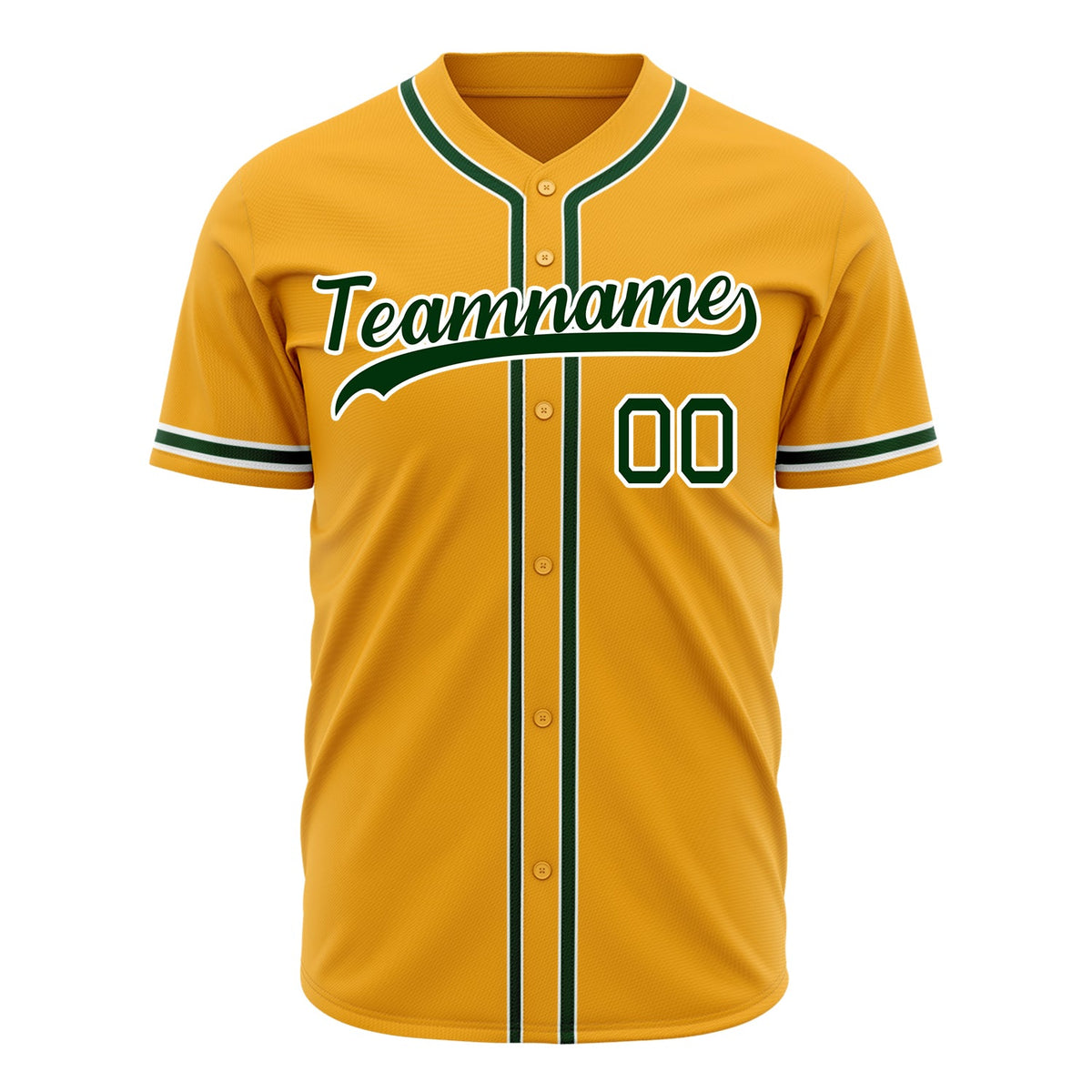 Custom Gold Baseball Jersey (With Green Color)