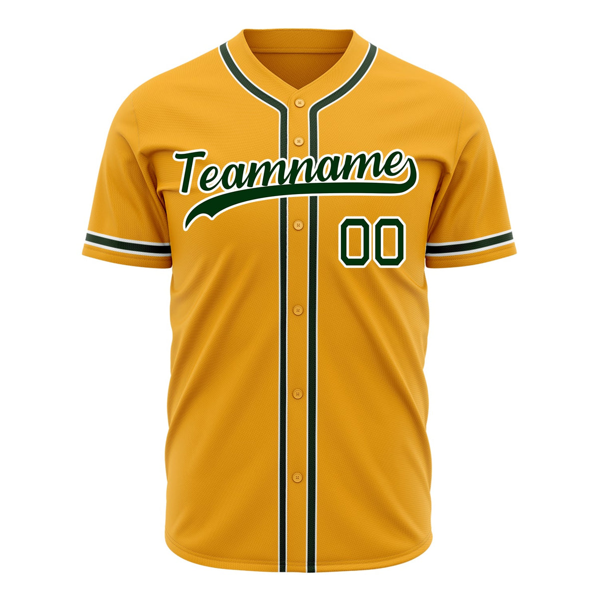 Custom Gold Baseball Jersey (With Green Color)