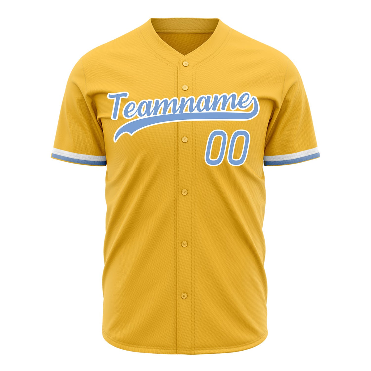 Custom Gold Baseball Jersey (With Light Blue Color)