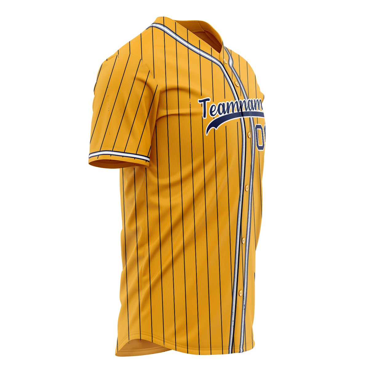 Custom Gold Baseball Jersey (With Navy Navy Pinstripe)