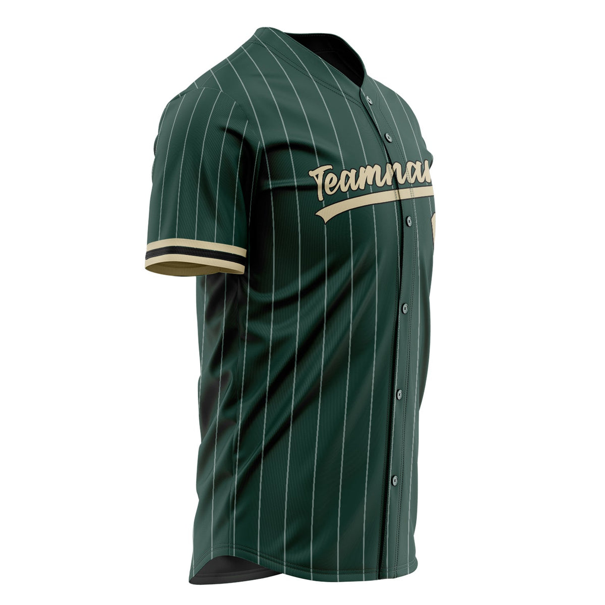 Custom Green Baseball Jersey (With Cream White Pinstripe)