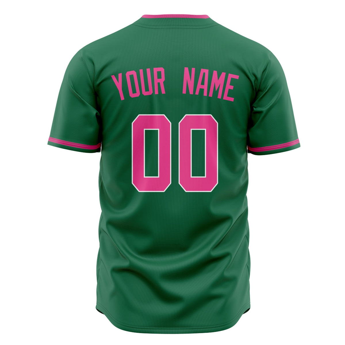 Custom Kelly Green Baseball Jersey (With Pink Color)