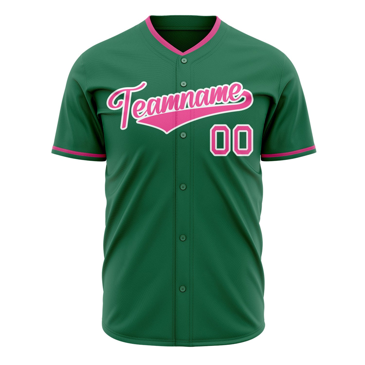 Custom Kelly Green Baseball Jersey (With Pink Color)