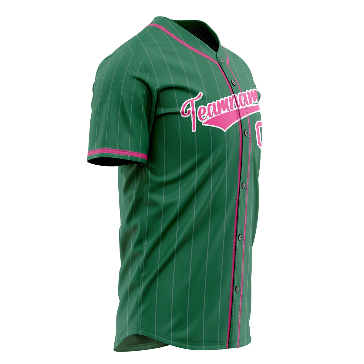 Custom Kelly Green Baseball Jersey (With Pink White Pinstripe)