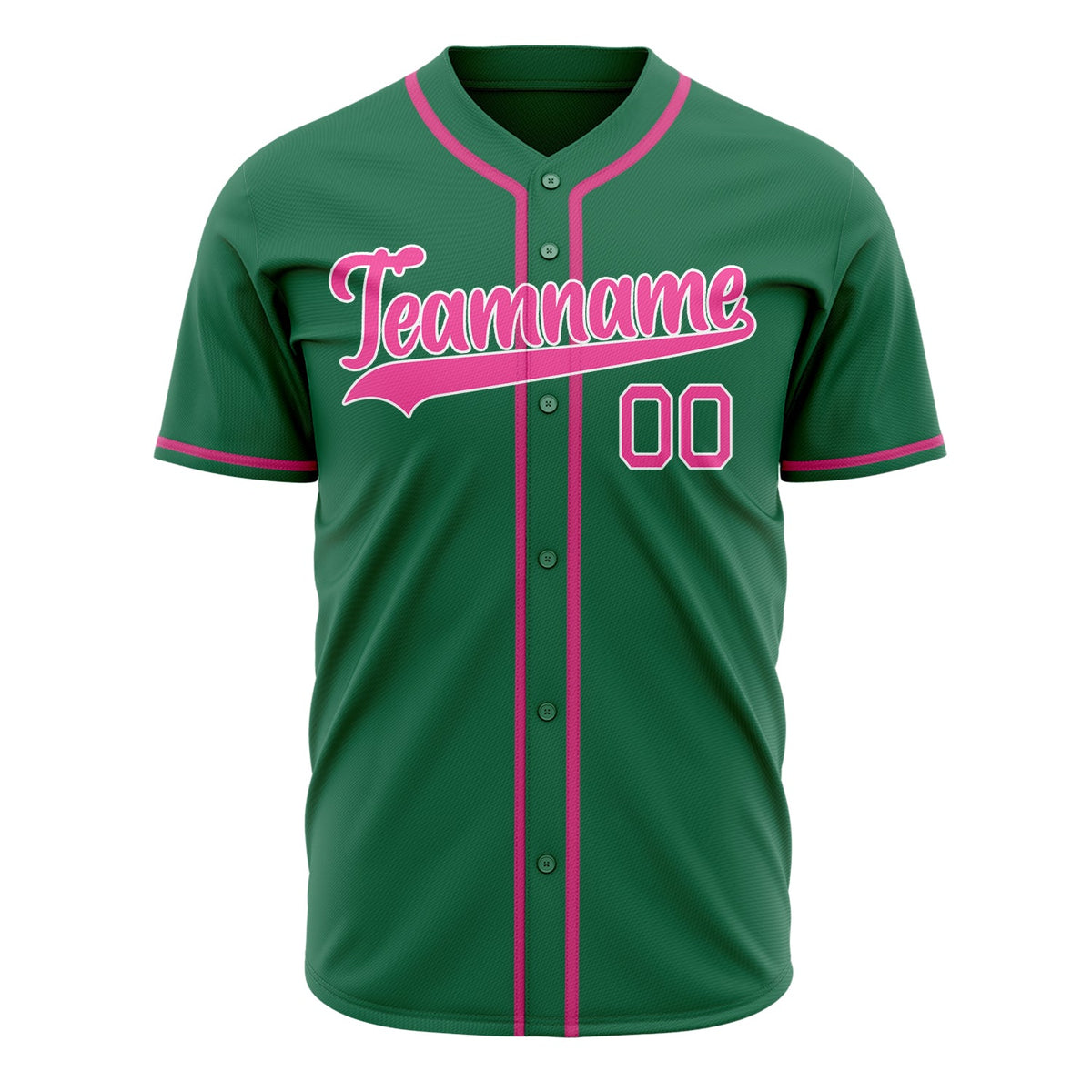 Custom Kelly Green Baseball Jersey (With Pink Color)