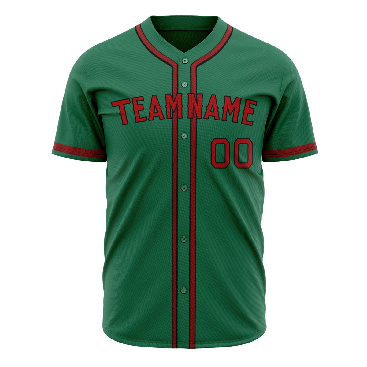 Custom Kelly Green Baseball Jersey (With Red Color)