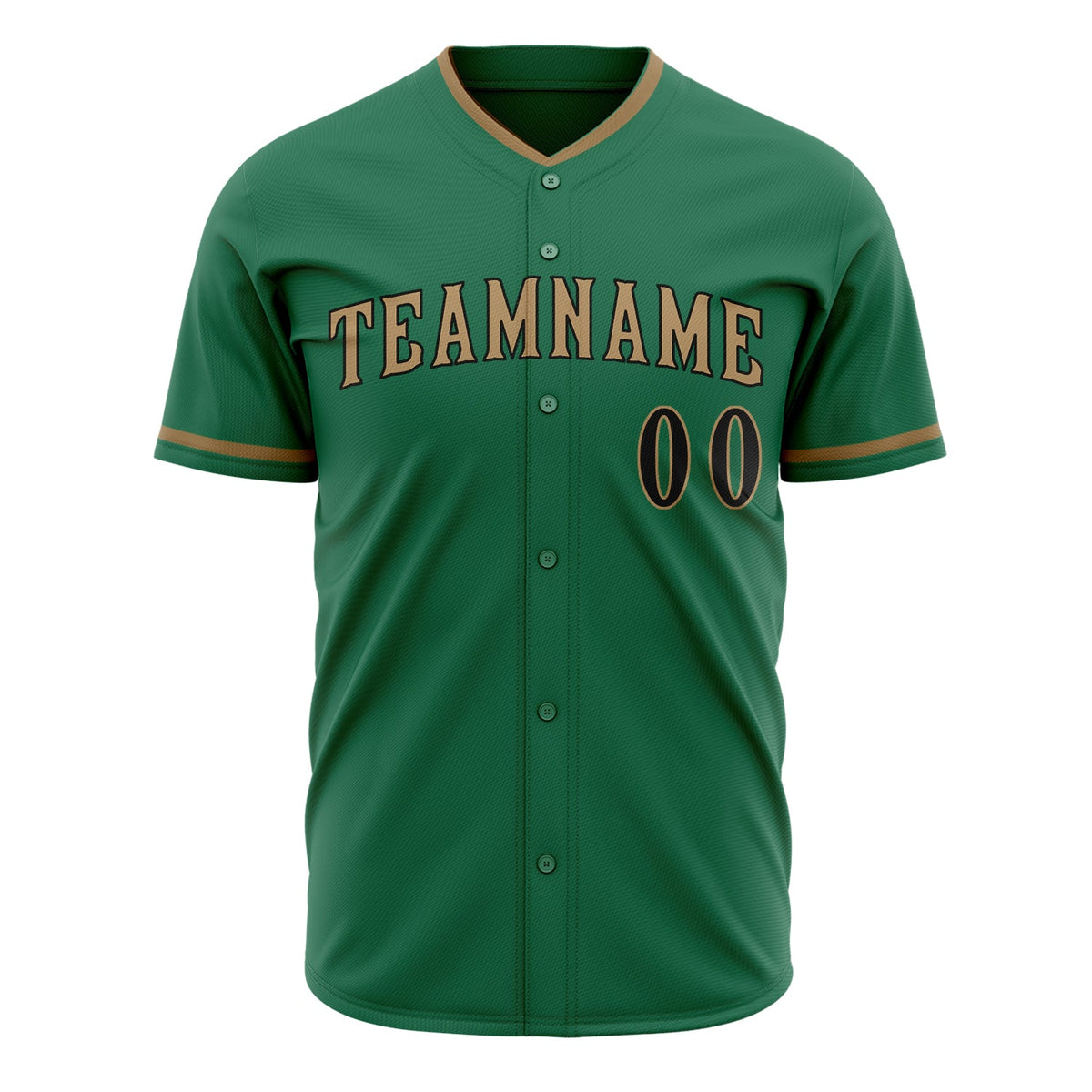 Custom Kelly Green Baseball Jersey (With Old Gold Color)