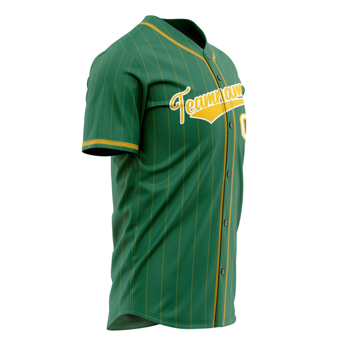 Custom Kelly Green Baseball Jersey (With Gold Gold Pinstripes)