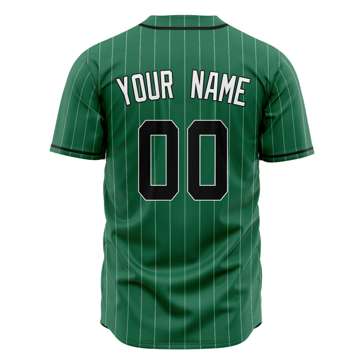 Custom Kelly Green Baseball Jersey (With Black White Pinstripe)