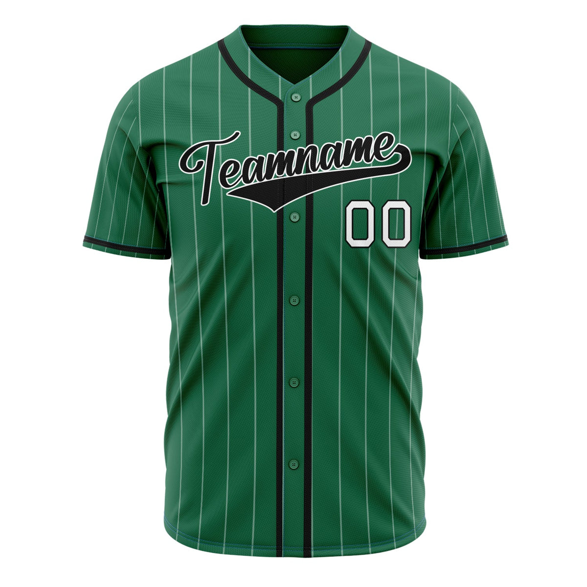 Custom Kelly Green Baseball Jersey (With Black White Pinstripe)