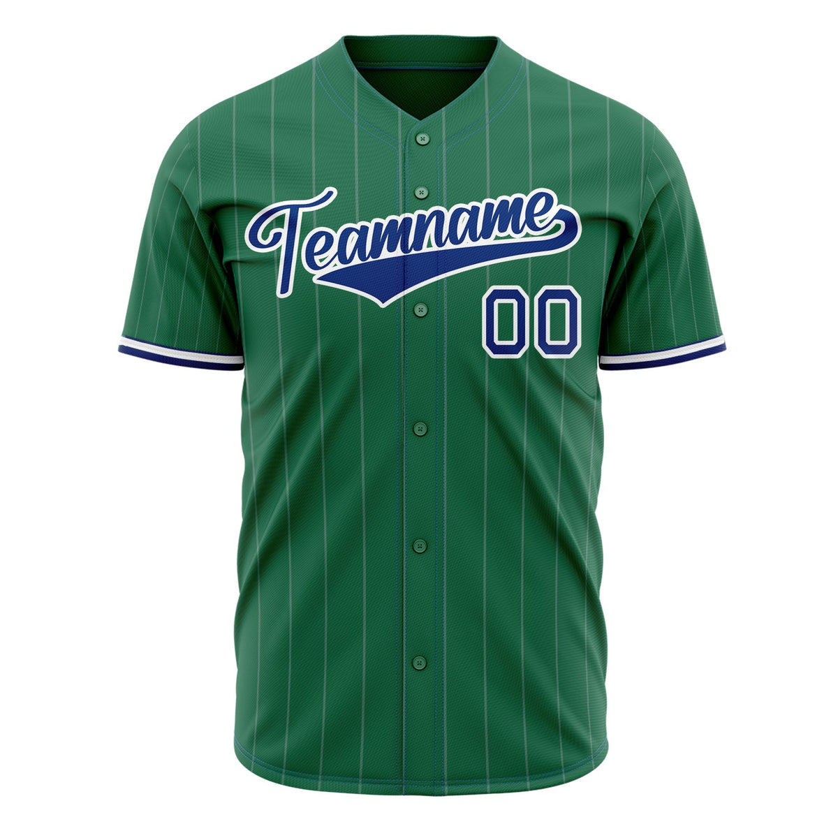 Custom Kelly Green Baseball Jersey (With Royal White Pinstripe)