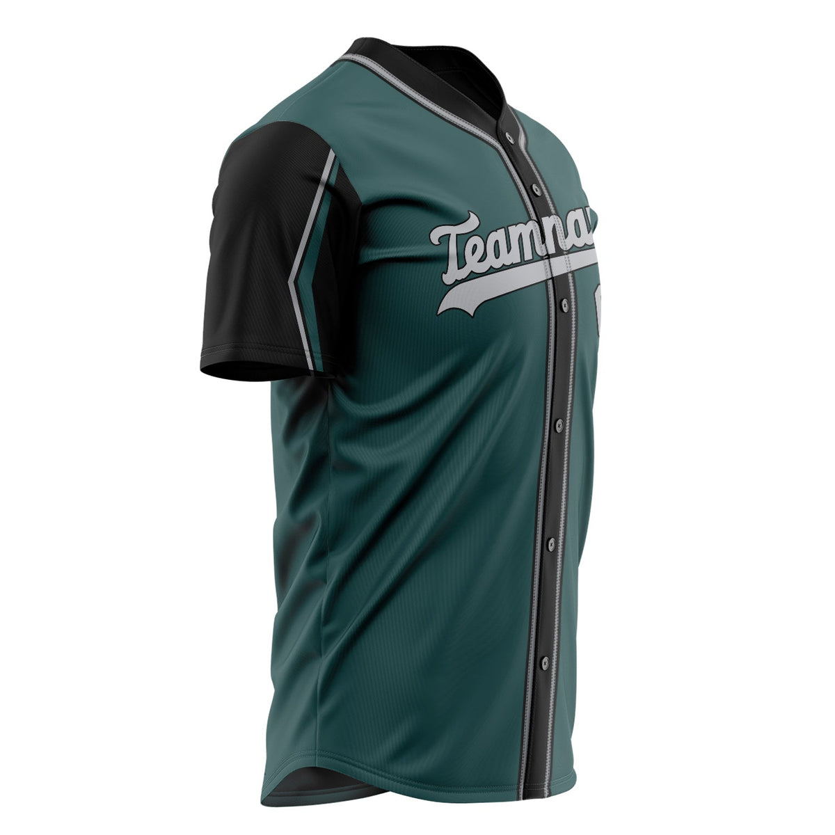 Custom Midnight Green Baseball Jersey (With Gray 3 Color Arm Shapes)