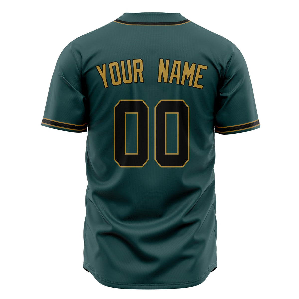 Custom Midnight Green Baseball Jersey (With Old Gold Color)