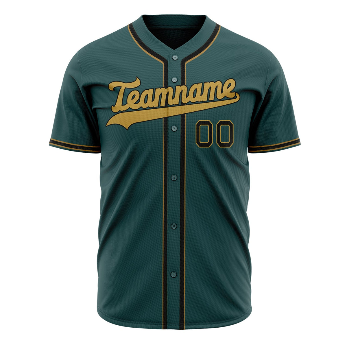 Custom Midnight Green Baseball Jersey (With Old Gold Color)