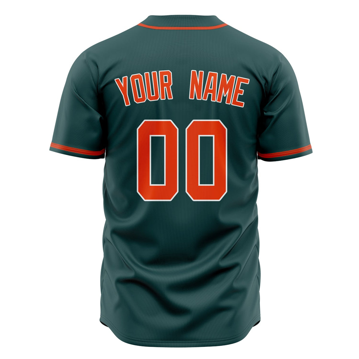 Custom Midnight Green Baseball Jersey (With Orange Color)