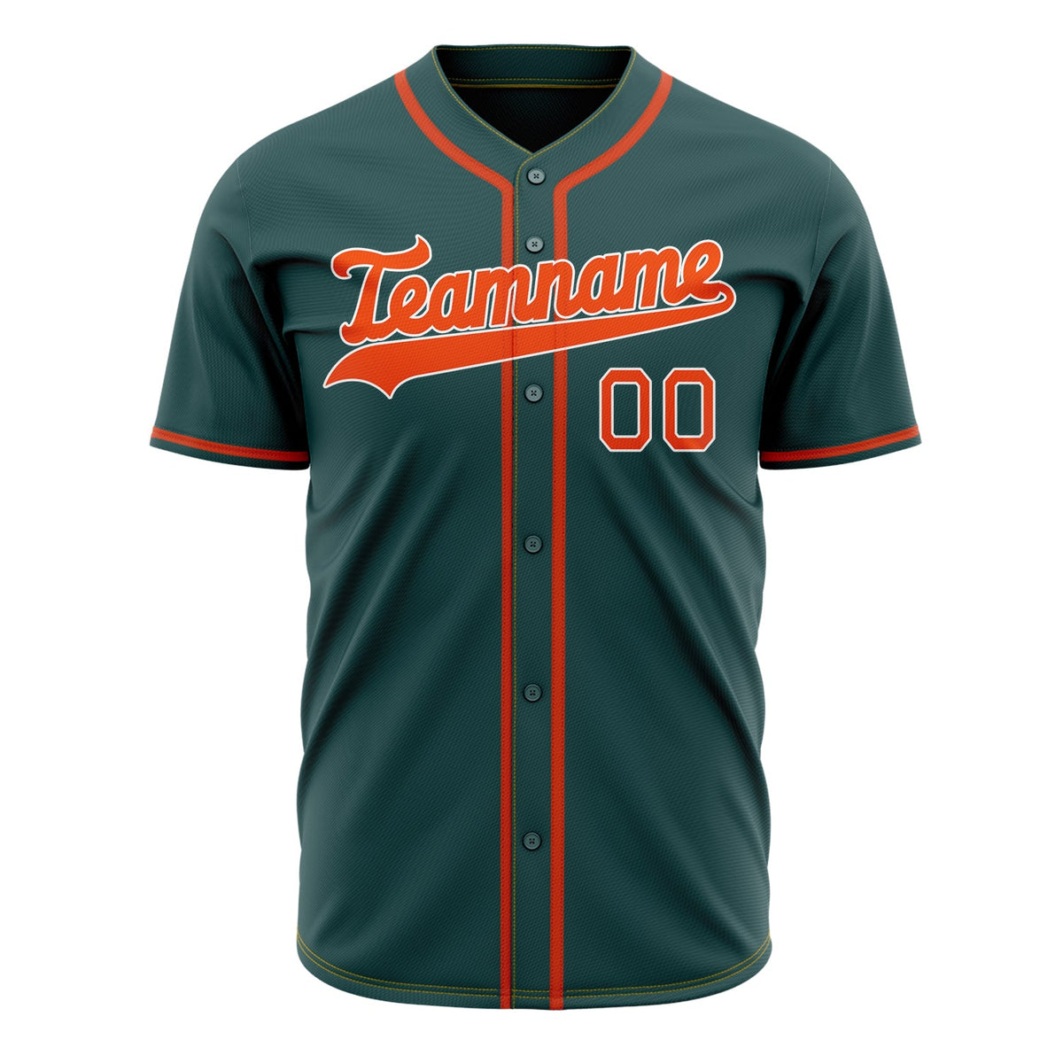 Custom Midnight Green Baseball Jersey (With Orange Color)