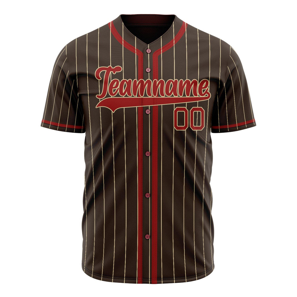 Custom Brown Baseball Jersey (With Red Cream Pinstripe)