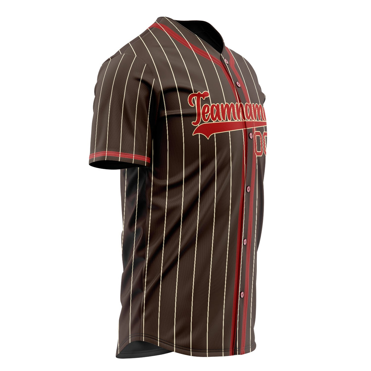 Custom Brown Baseball Jersey (With Red Cream Pinstripe)