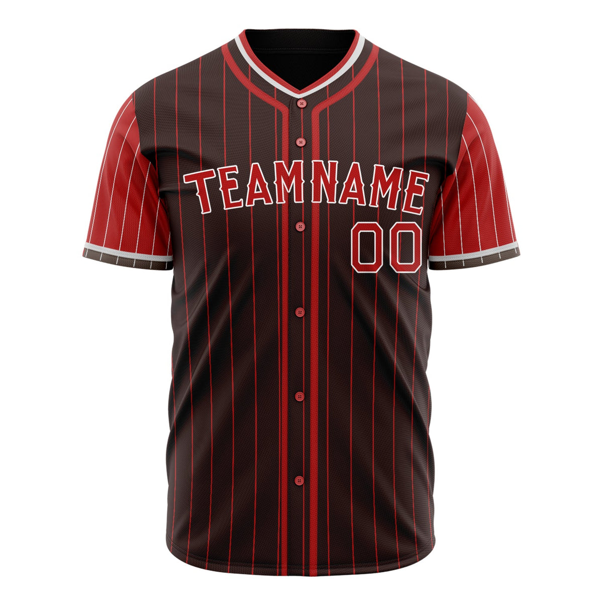 Custom Brown Baseball Jersey (With Red Red Pinstripe)