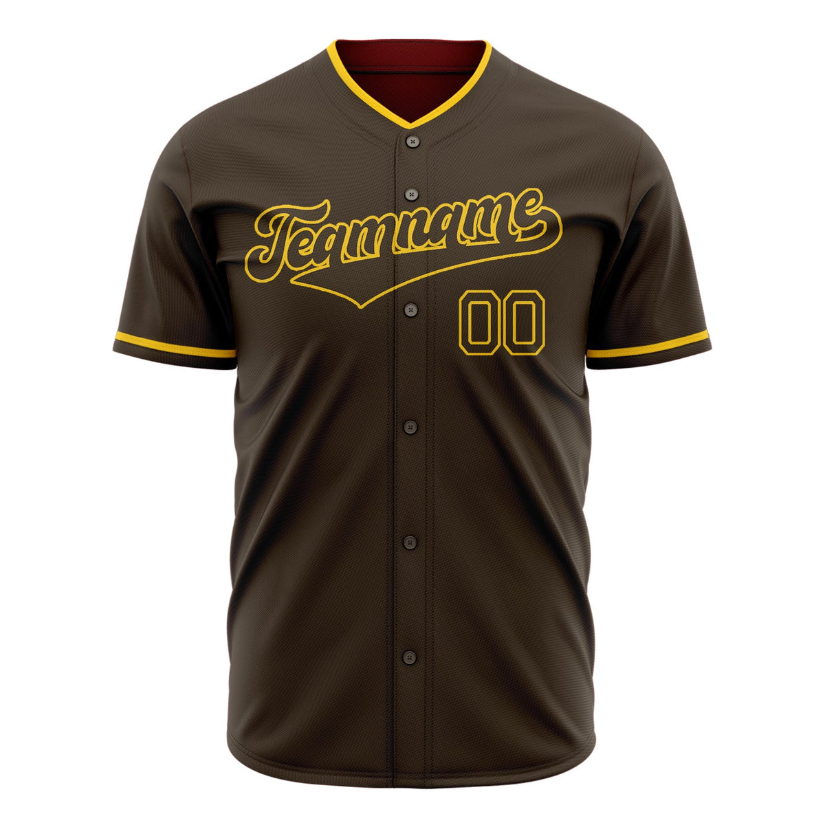 Custom Brown Baseball Jersey (With Gold Color)