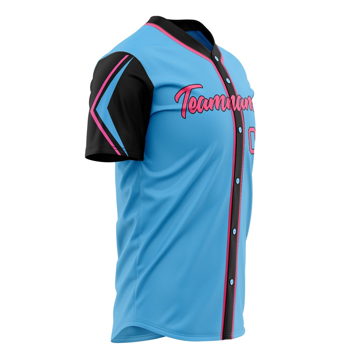 Custom Sky Blue Baseball Jersey (With Black 3 Color Arm Shapes)