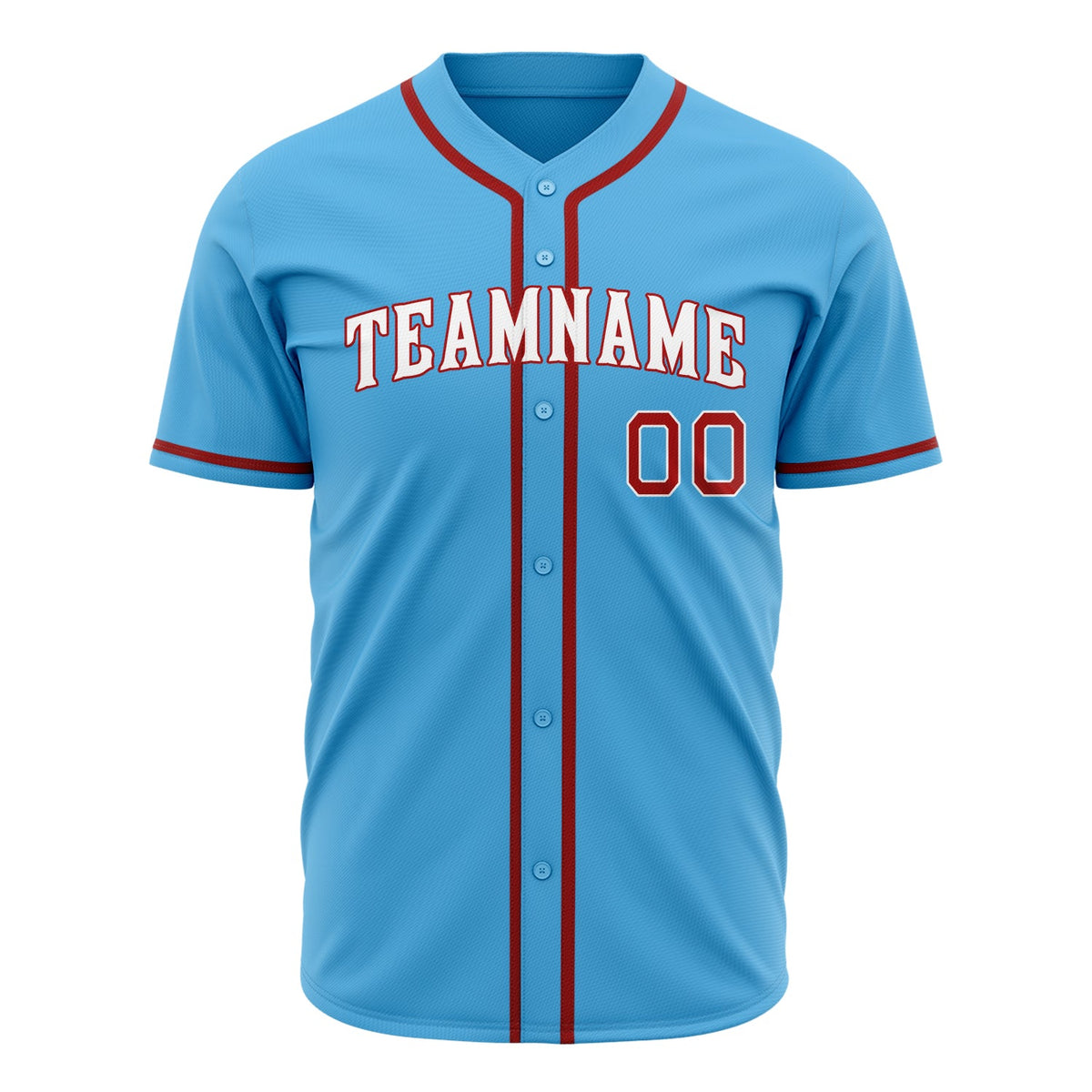 Custom Sky Blue Baseball Jersey (With Red Color)