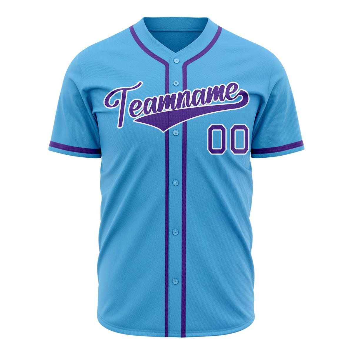 Custom Sky Blue Baseball Jersey (With Purple Color)