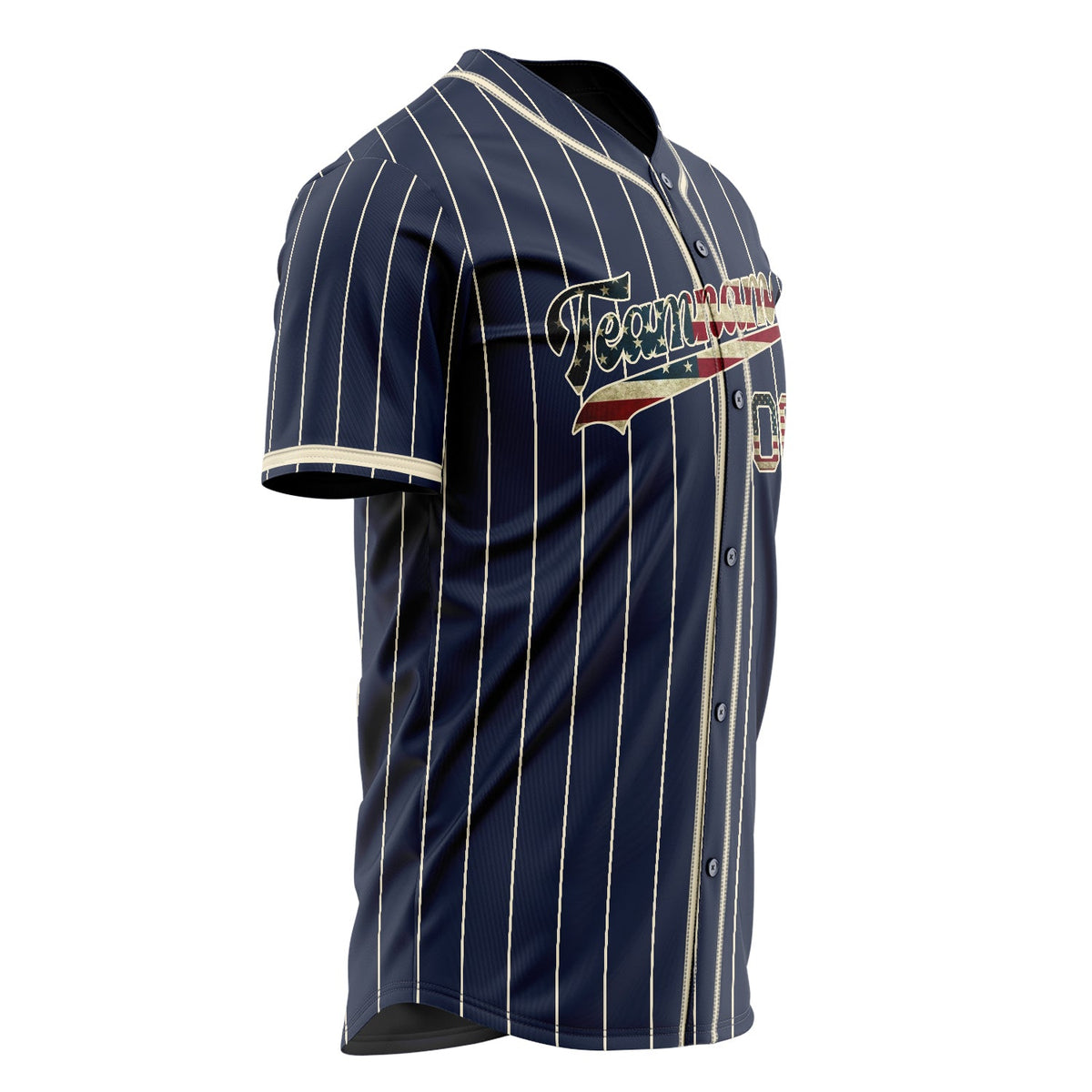 Custom Navy Baseball Jersey (With Cream Vintage USA Flag)