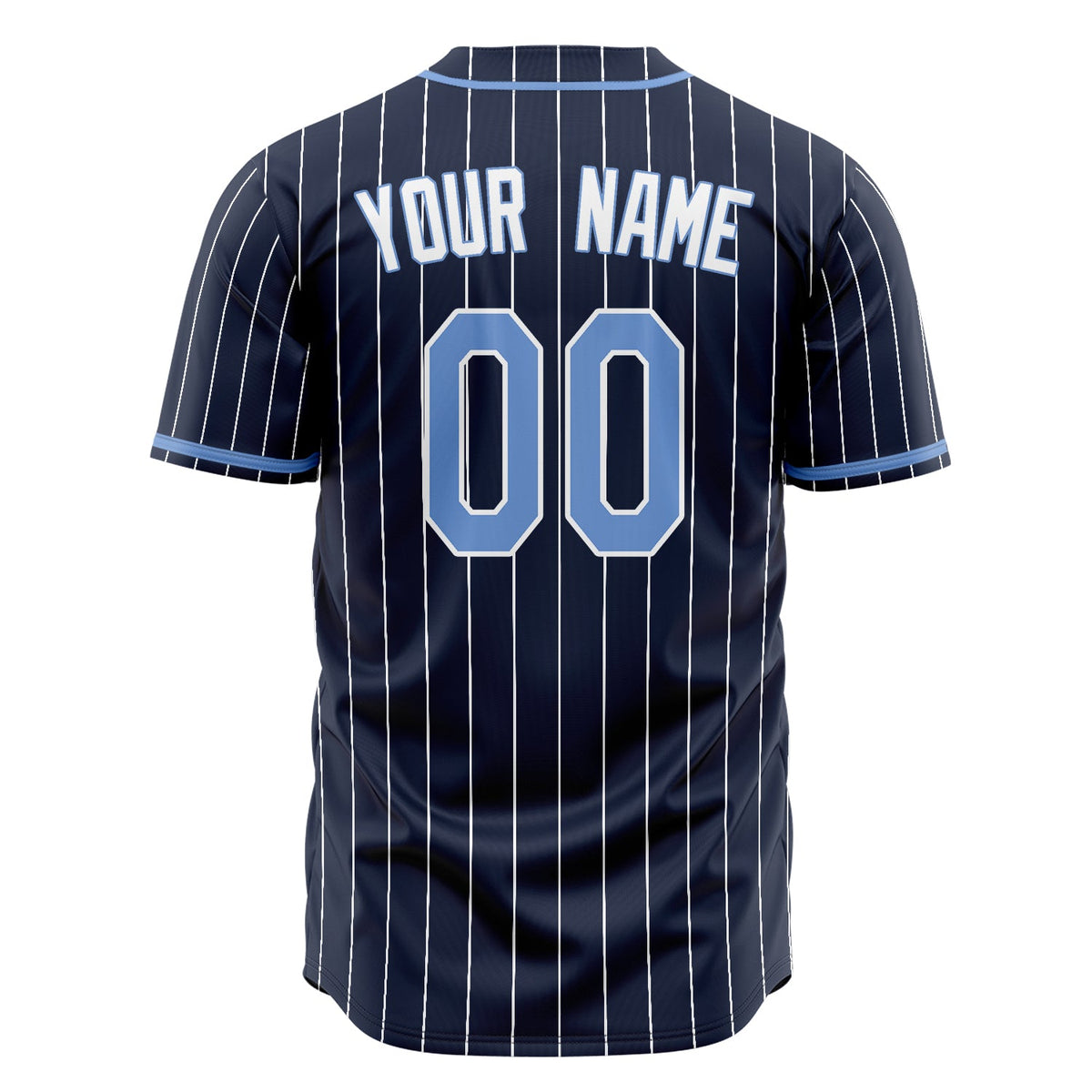 Custom Navy Baseball Jersey (With Light Blue White Pinstripe)