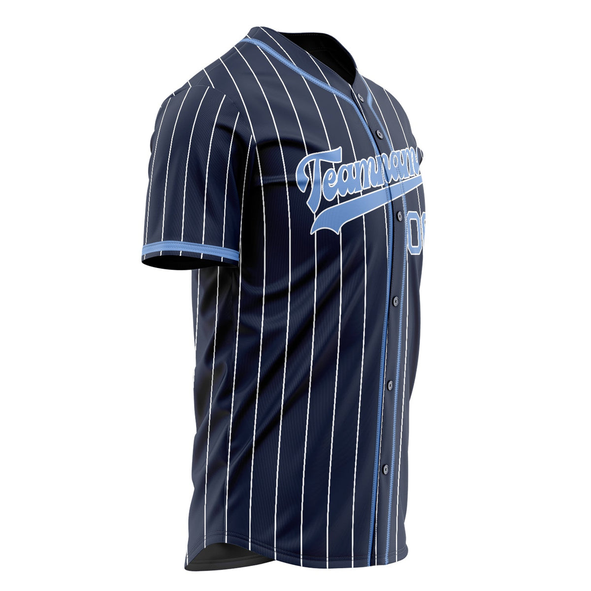 Custom Navy Baseball Jersey (With Light Blue White Pinstripe)