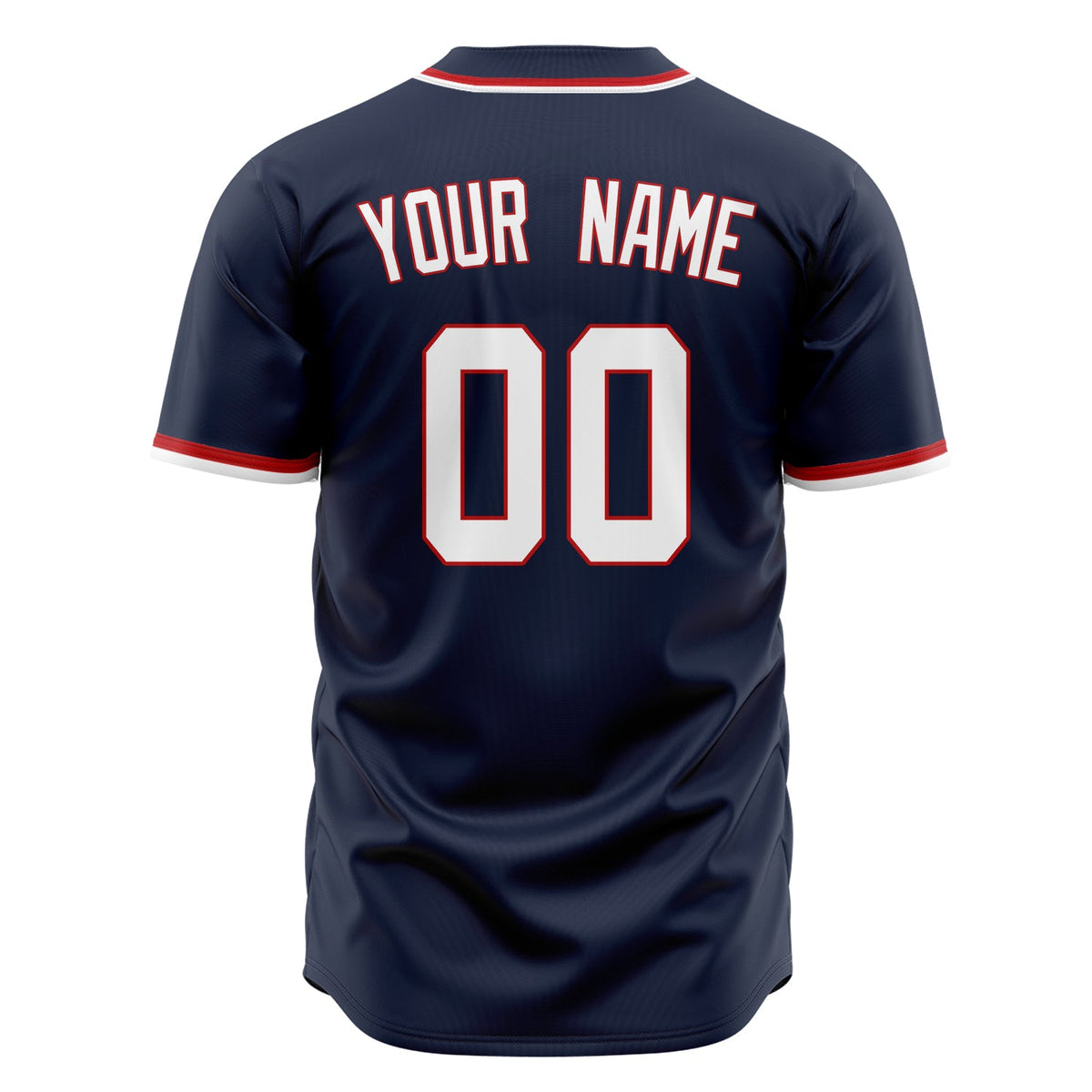 Custom Navy Baseball Jersey (With Red Color)