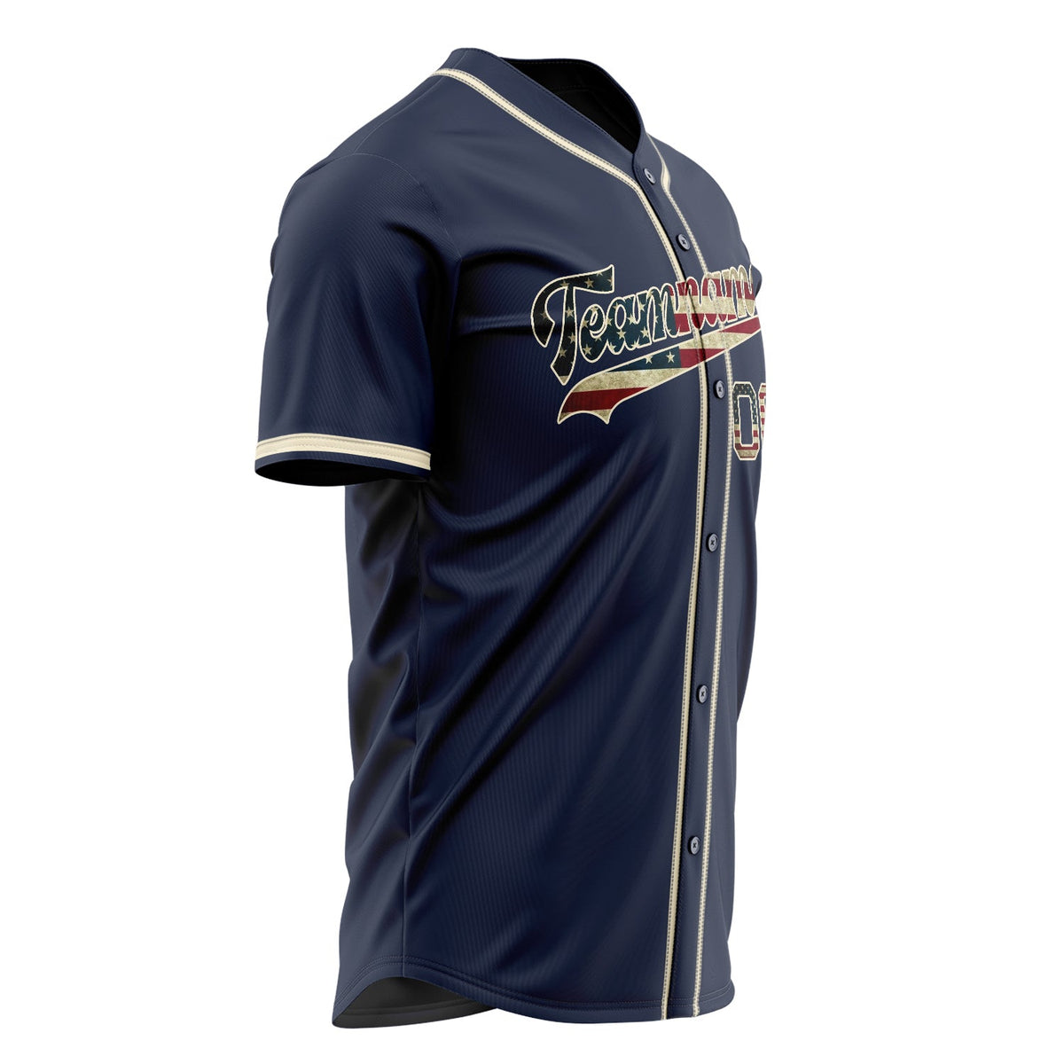 Custom Navy Baseball Jersey (With Cream Vintage USA Flag)