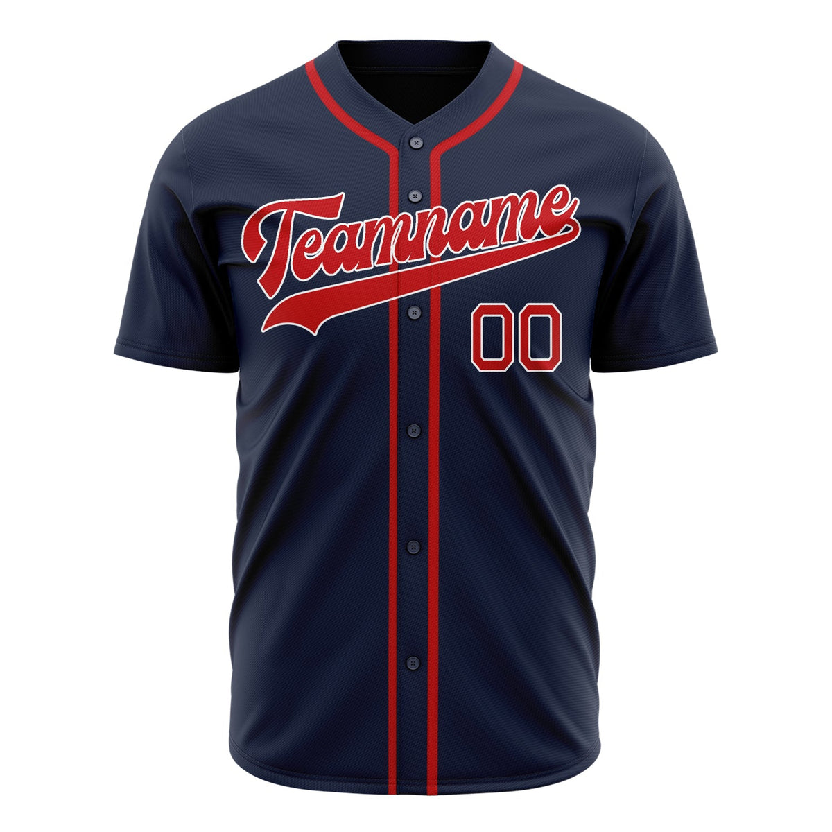 Custom Navy Baseball Jersey (With Red Color)