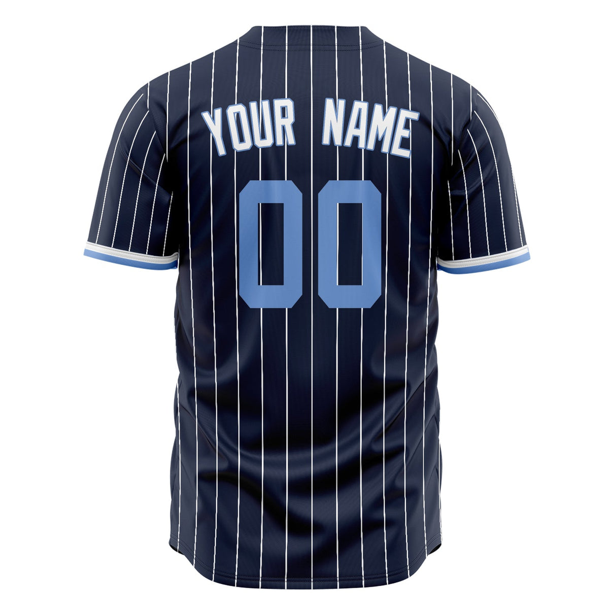 Custom Navy Baseball Jersey (With White White Pinstripe)