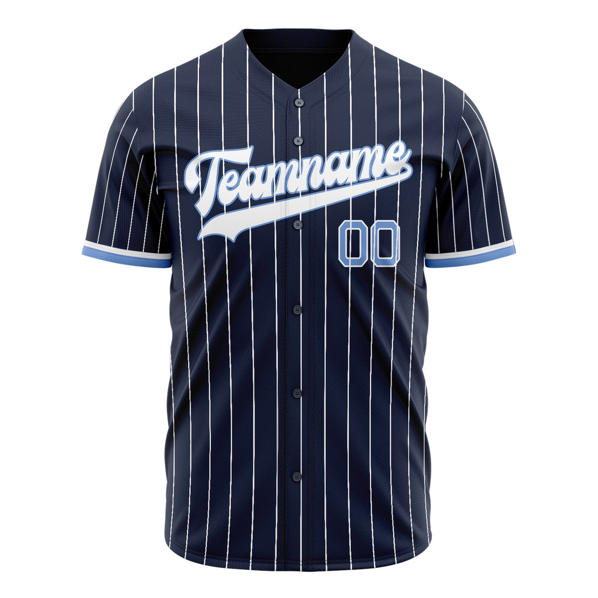 Custom Navy Baseball Jersey (With White White Pinstripe)