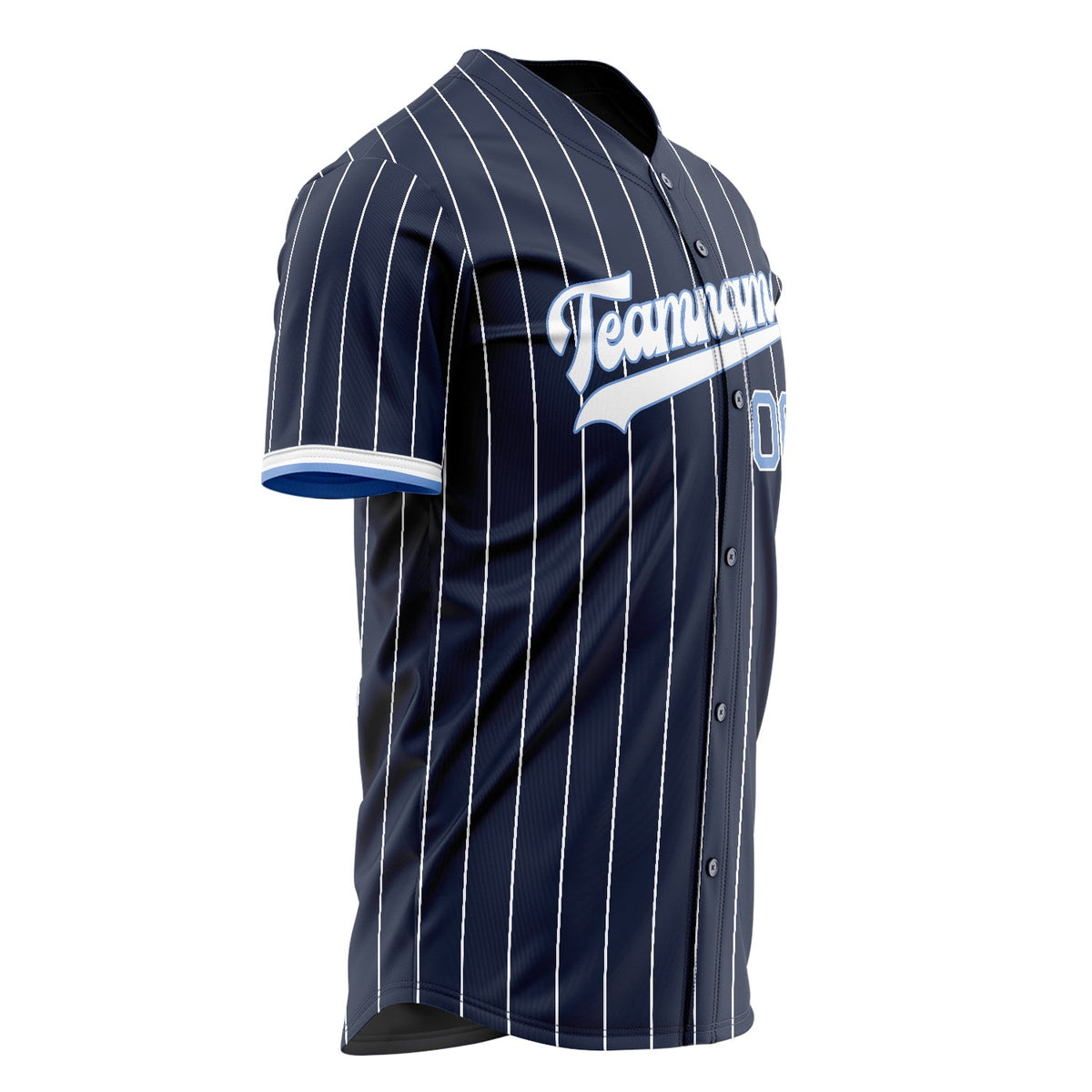 Custom Navy Baseball Jersey (With White White Pinstripe)