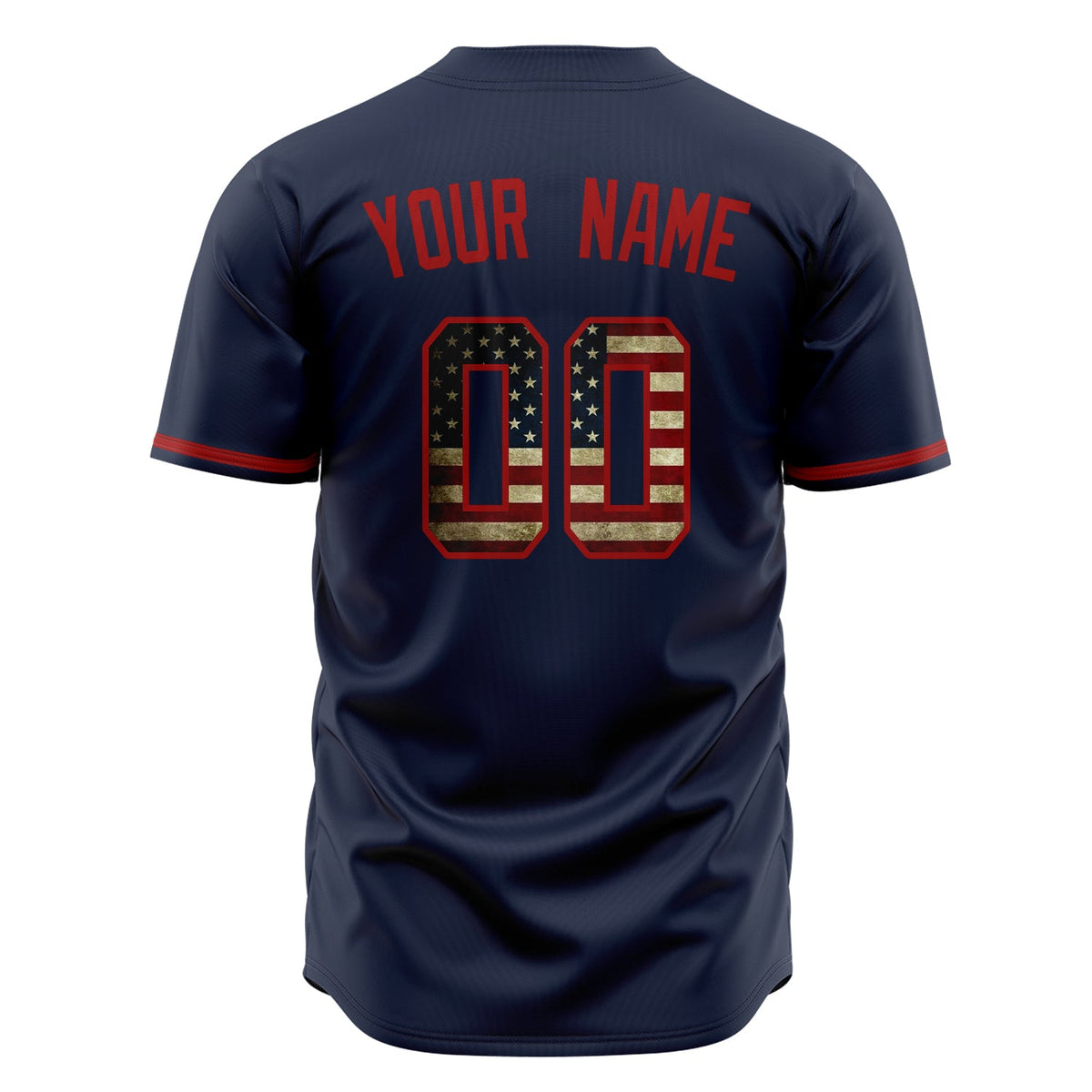 Custom Navy Baseball Jersey (With Red Vintage USA Flag)