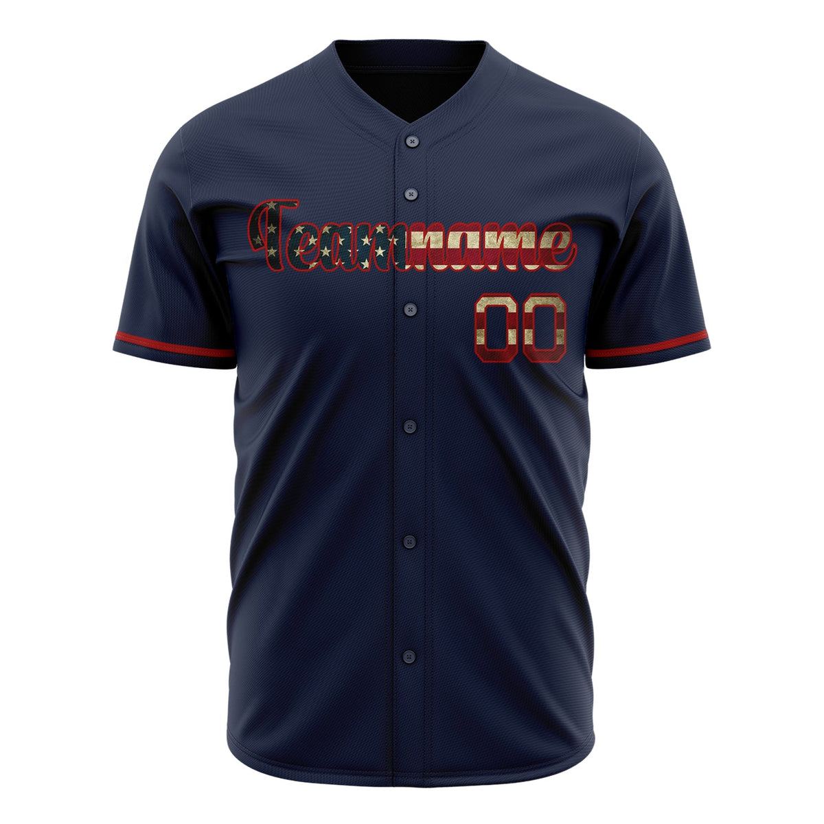 Custom Navy Baseball Jersey (With Red Vintage USA Flag)