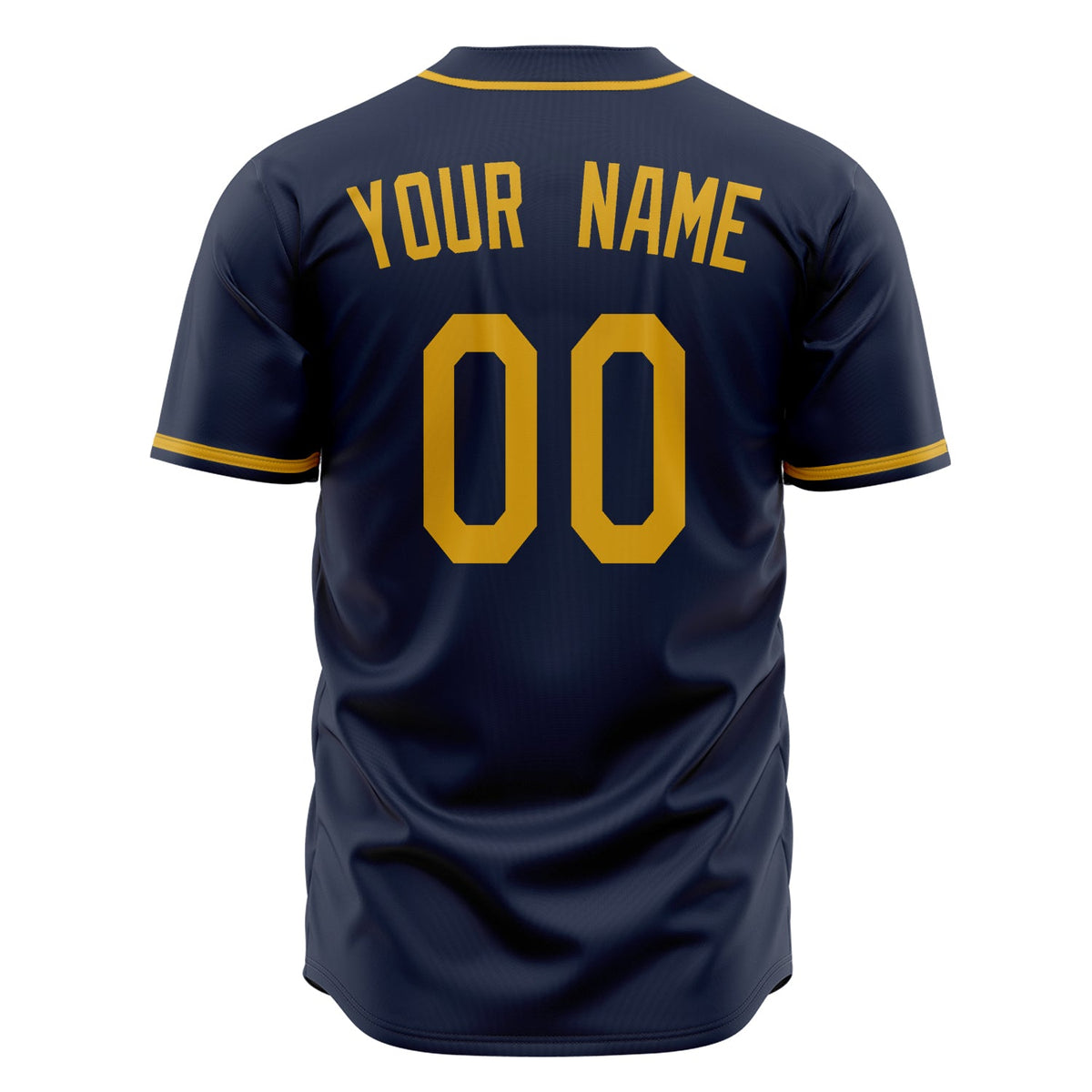 Custom Navy Baseball Jersey (With Gold Color)