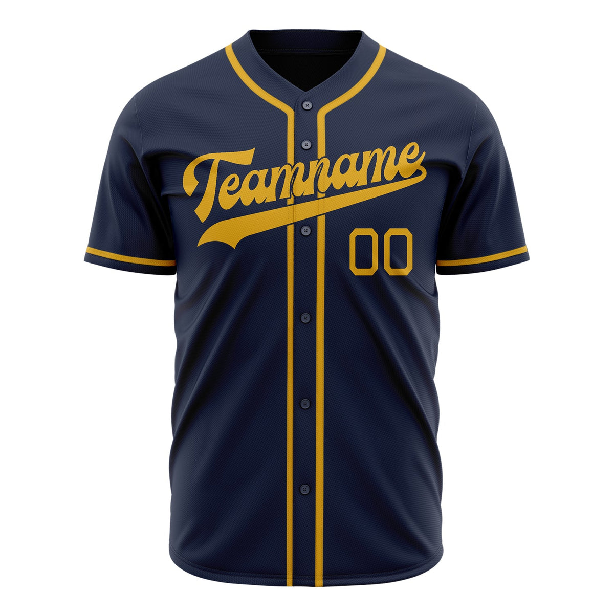 Custom Navy Baseball Jersey (With Gold Color)