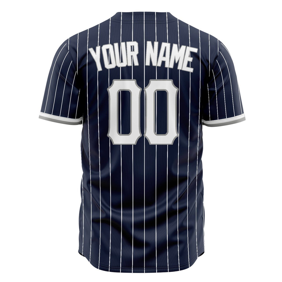 Custom Navy Baseball Jersey (With White White Pinstripe)