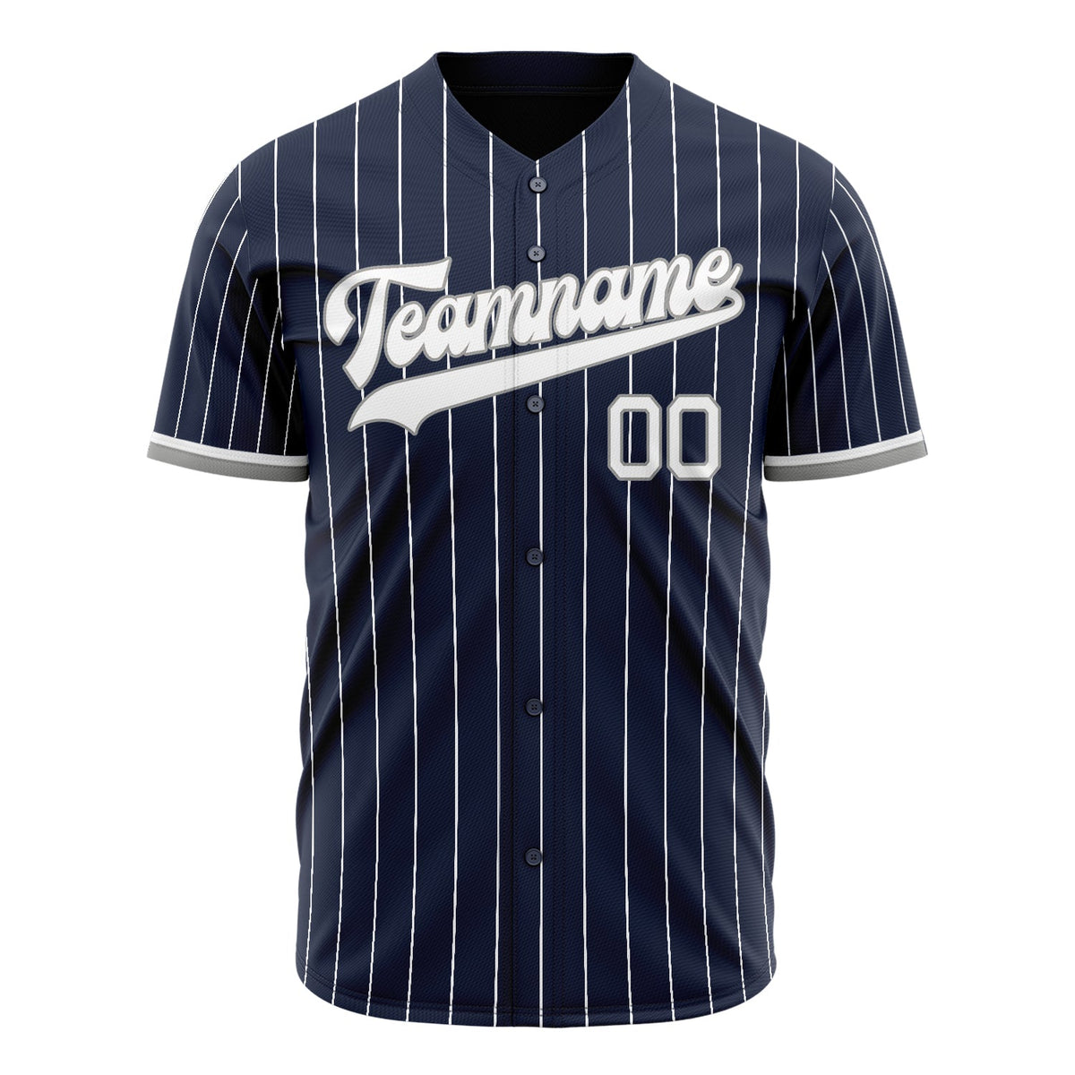 Custom Navy Baseball Jersey (With White White Pinstripe)