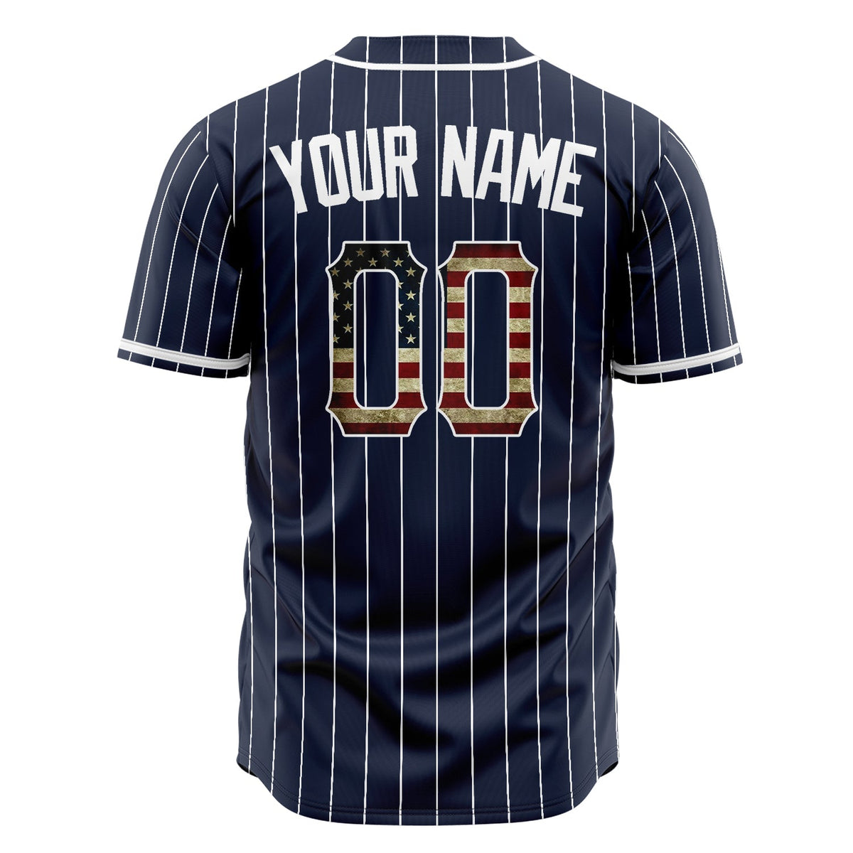 Custom Navy Baseball Jersey (With White Vintage USA Flag)