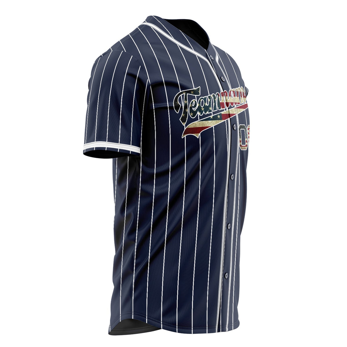 Custom Navy Baseball Jersey (With White Vintage USA Flag)