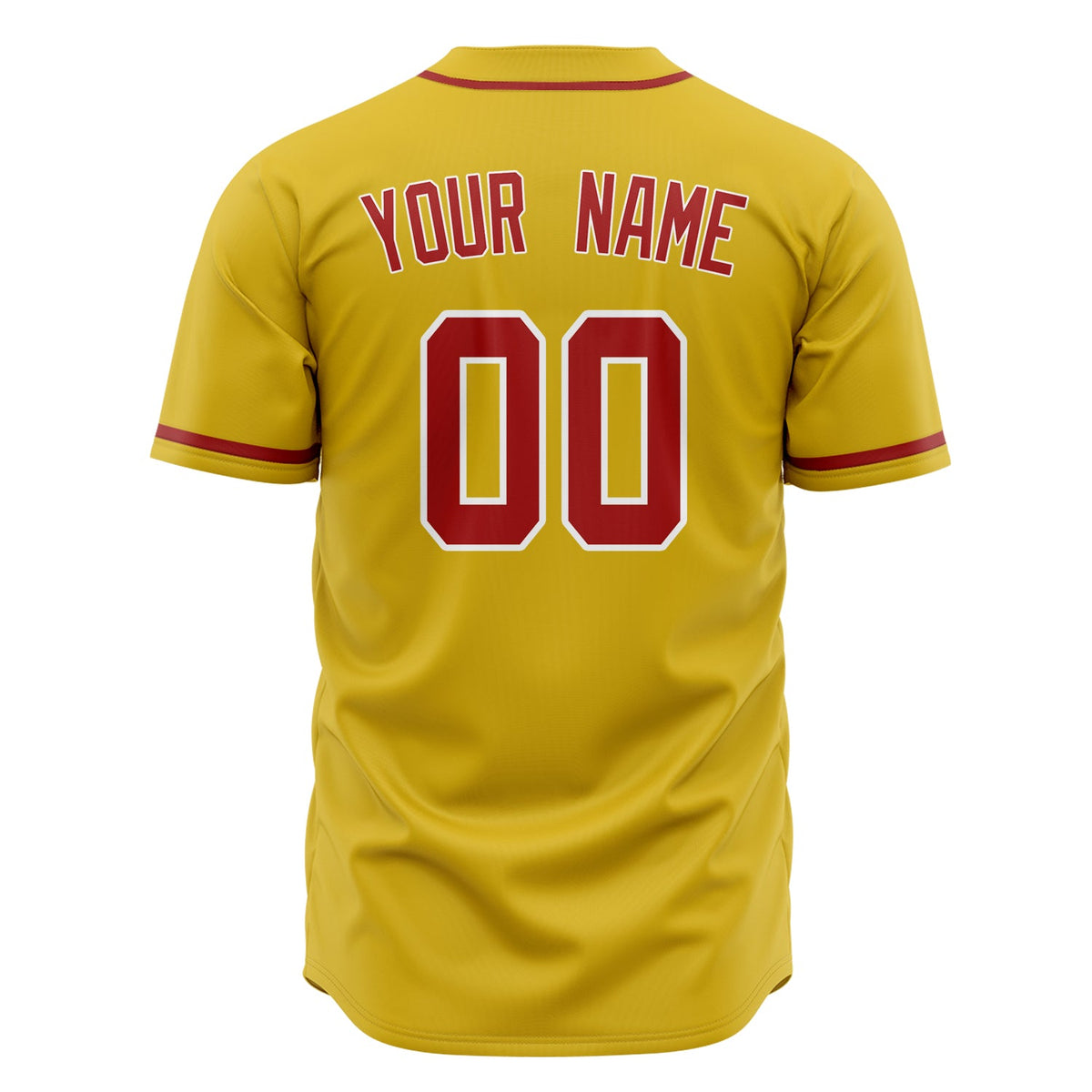 Custom Yellow Baseball Jersey (With Red Color)