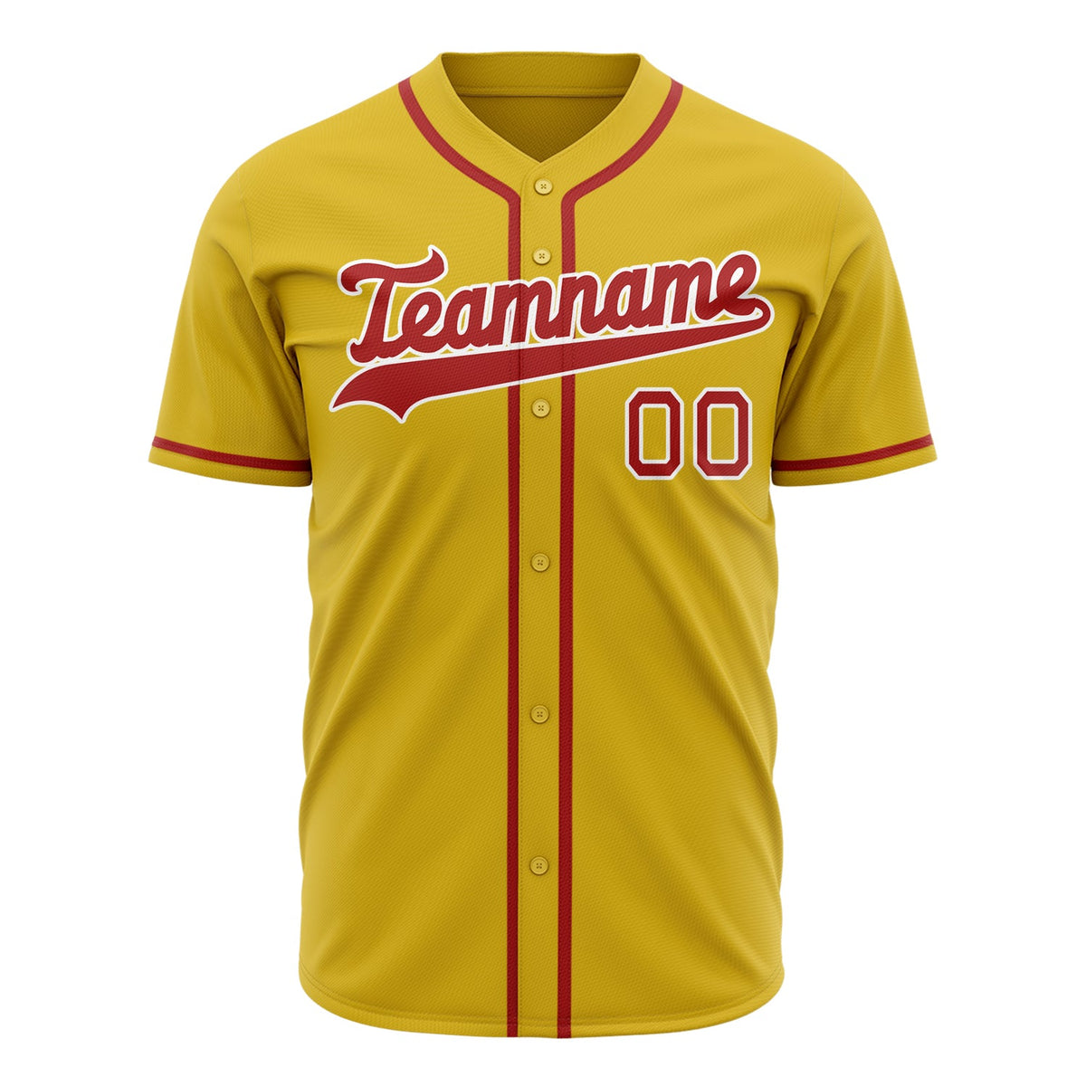 Custom Yellow Baseball Jersey (With Red Color)